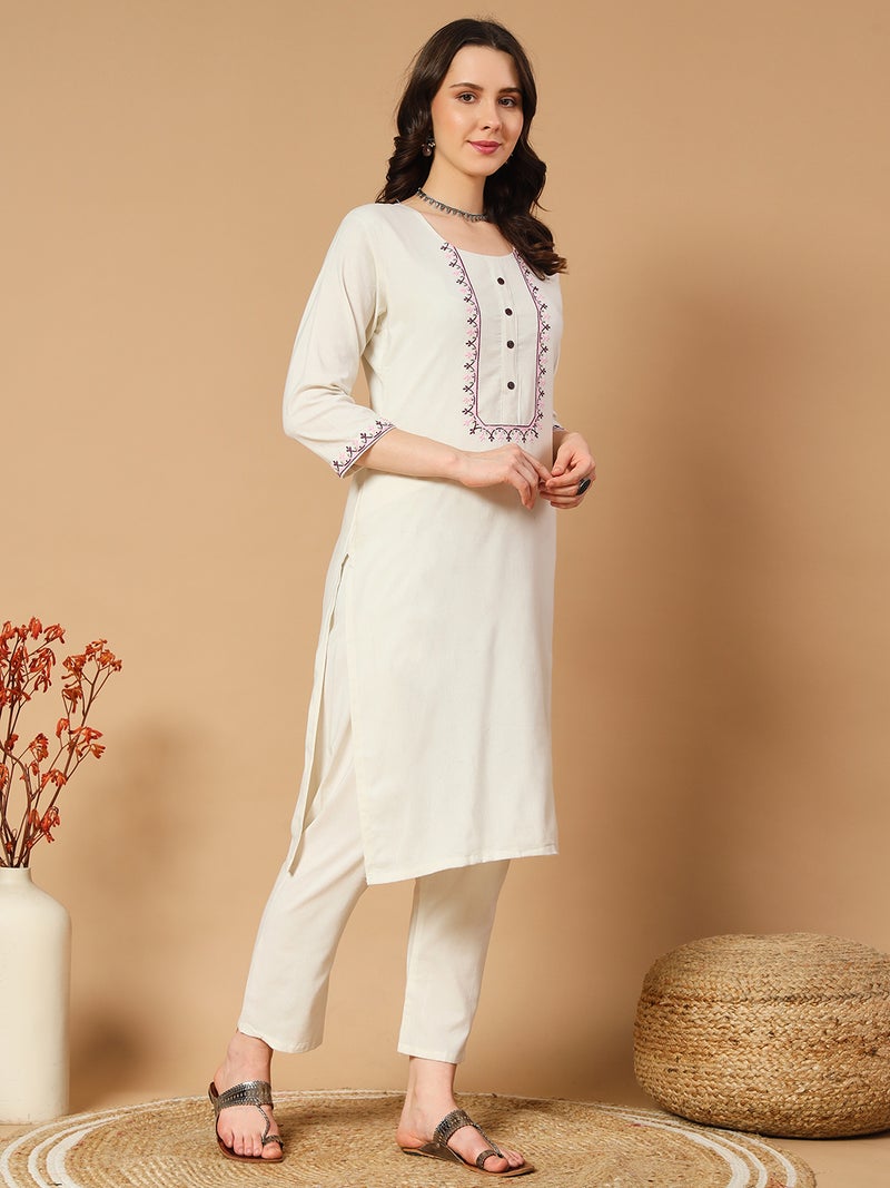 VISHVA CREATION Classic Off-White Kurta Set for Women - Image 2